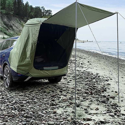 All-weather portable tailgate tent, ensures comfortable SUV camping.