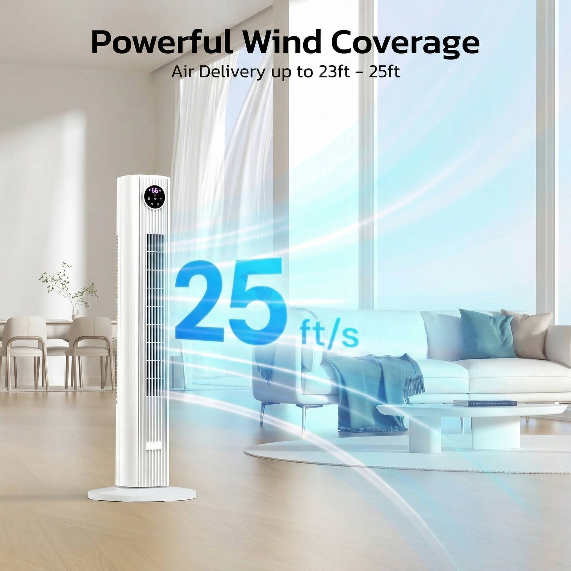 Modern portable room cooler with easy-to-use digital controls. Efficient air cooling unit for all home spaces.