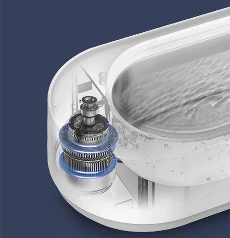 Efficient ultrasonic cleaner for jewelry, eyeglasses, watches, dental trays & makeup brushes. Portable design.