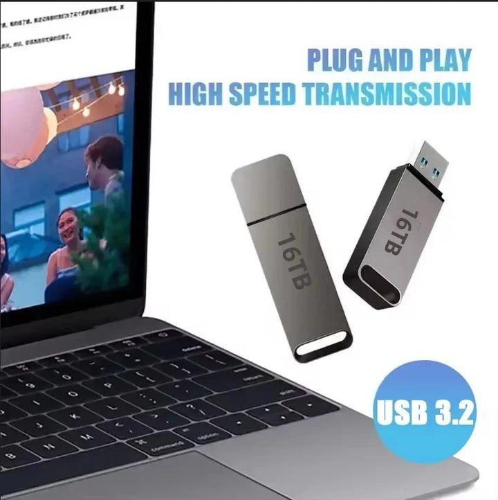 Hand holding a 4TB portable USB 3.2 flash drive, perfect for high-speed data transfer & storage on the go.