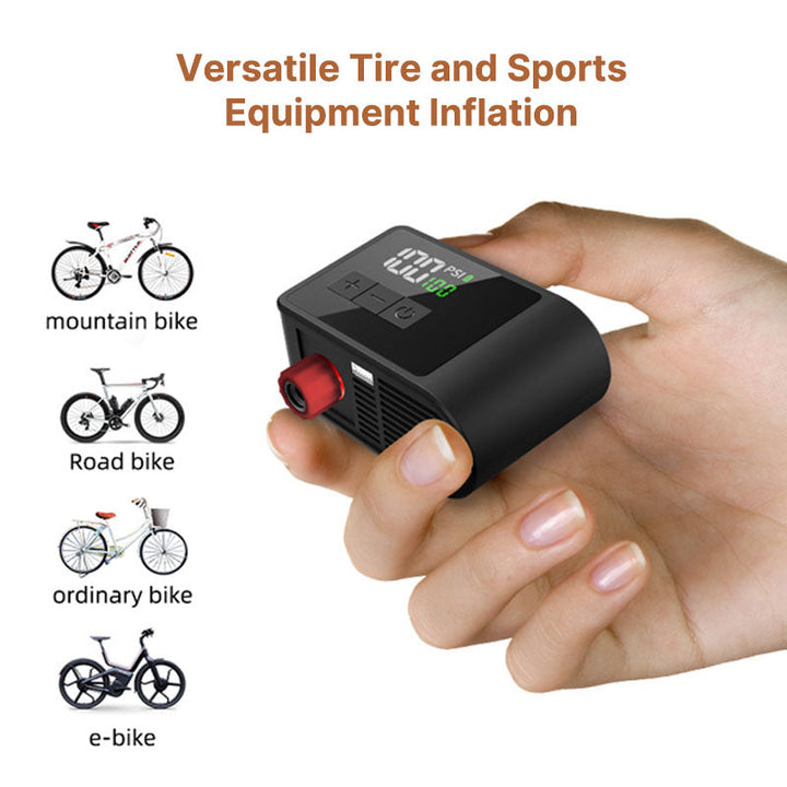 Durable USB-C bike pump, perfect for cyclists, ensuring rapid tire inflation anywhere