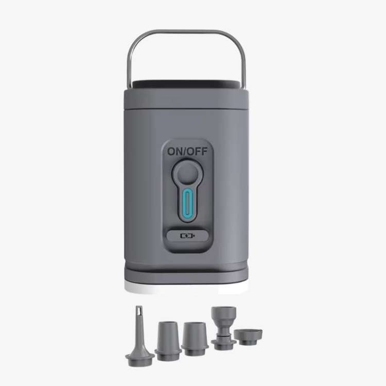 Versatile mattress pump, USB rechargeable with an integrated light, a must-have for camping adventures.