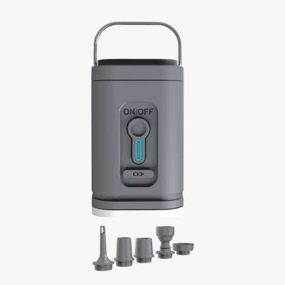 Versatile mattress pump, USB rechargeable with an integrated light, a must-have for camping adventures.