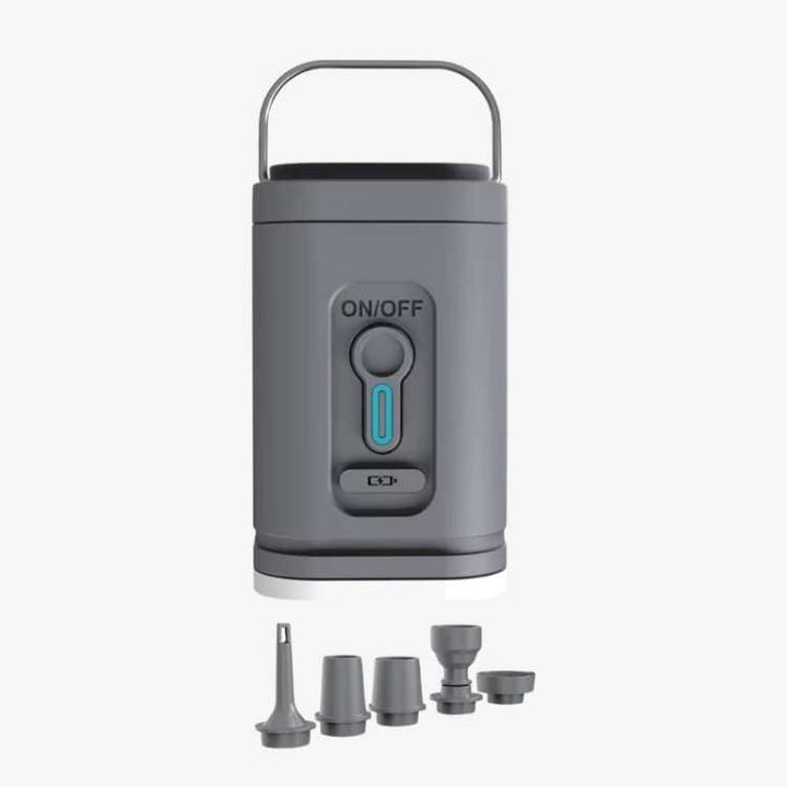 Versatile mattress pump, USB rechargeable with an integrated light, a must-have for camping adventures.