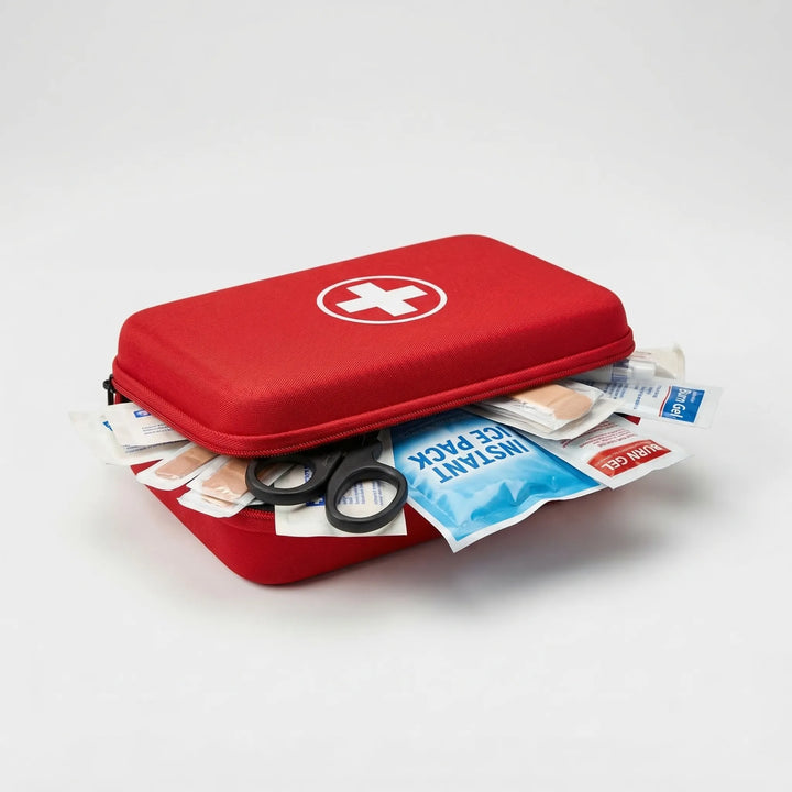 Compact, water-resistant first aid kit for hiking, camping, and outdoor adventures. Essential emergency supplies.