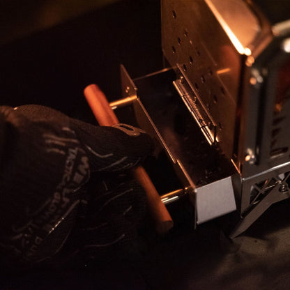Outdoor wood burning stove, designed for efficient cooking during camping and fishing trips