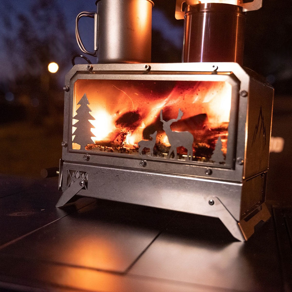 Durable portable wood stove for camping, offering reliable heat for picnic and survival