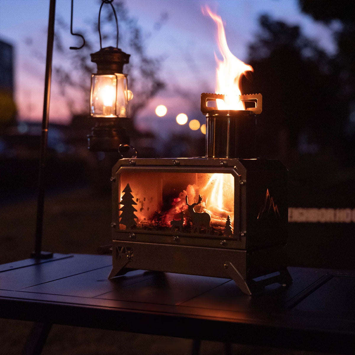 Wood burning camping stove, lightweight and compact, perfect for hiking and outdoor use