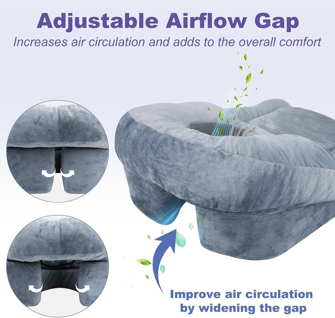 Eye surgery recovery pillow: comfortable memory foam face down support for prone sleeping post-op, protecting eyes.