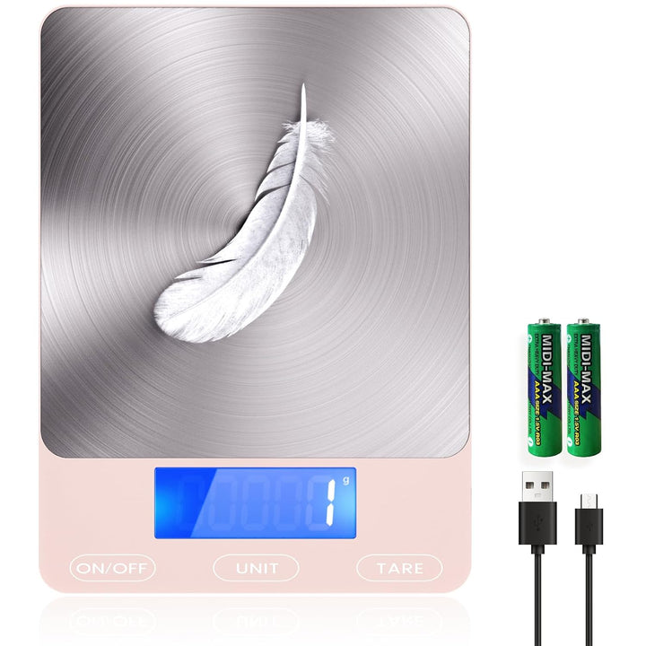 Easy-to-use rechargeable digital kitchen scale, great for everyday meal preparation.