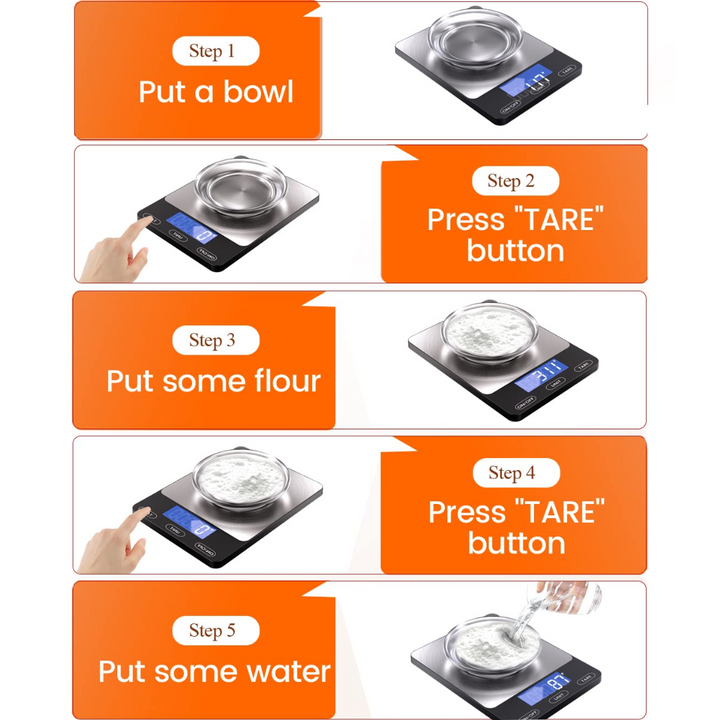 Modern digital baking scale with a clear display, ensuring perfect recipe results.