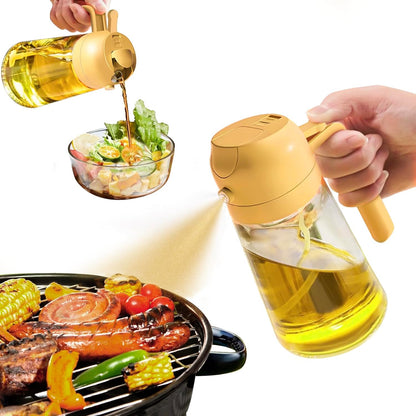 Glass olive oil spray bottle for healthy cooking, easy food prep, and kitchen oil dispensing.