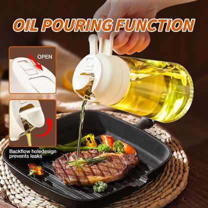 Easy-to-use glass olive oil spray bottle for cooking, baking, & healthy food prep; kitchen essential.