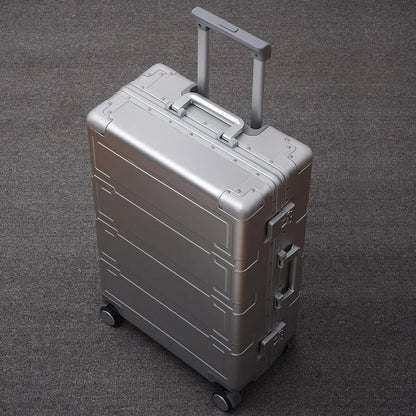 Premium aluminum hardshell luggage with TSA lock, durable spinner wheels for easy travel.