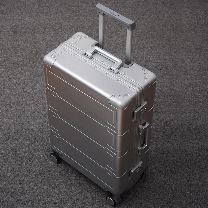 Premium aluminum hardshell luggage with TSA lock, durable spinner wheels for easy travel.
