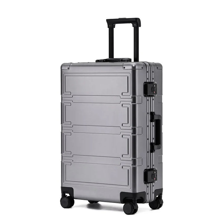 Premium unisex aluminum hardshell spinner luggage, featuring a reliable TSA lock for secure travel.
