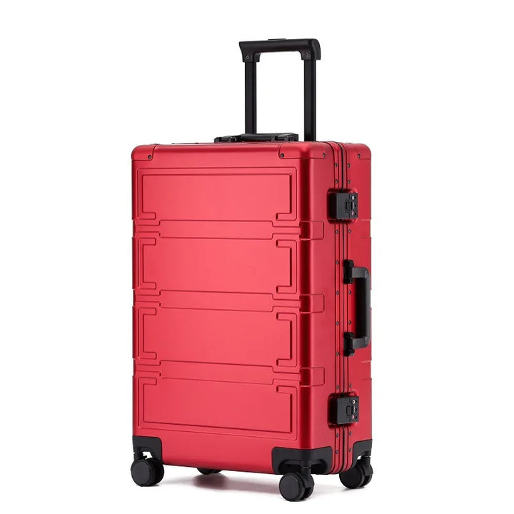 Secure aluminum hardshell travel suitcase with integrated TSA lock, ideal for worry-free business trips.