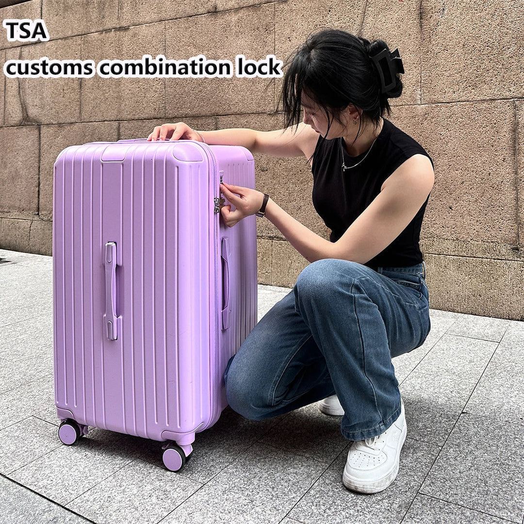 Milano Voyager hardshell travel suitcase with integrated TSA lock for secure and anti-theft luggage.
