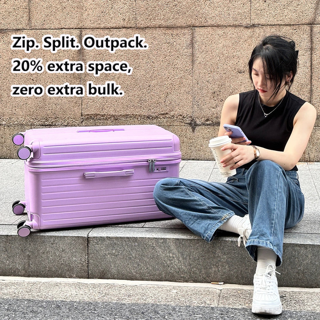 Expandable hardshell travel suitcase, Milano Voyager, offering more packing space for longer trips.