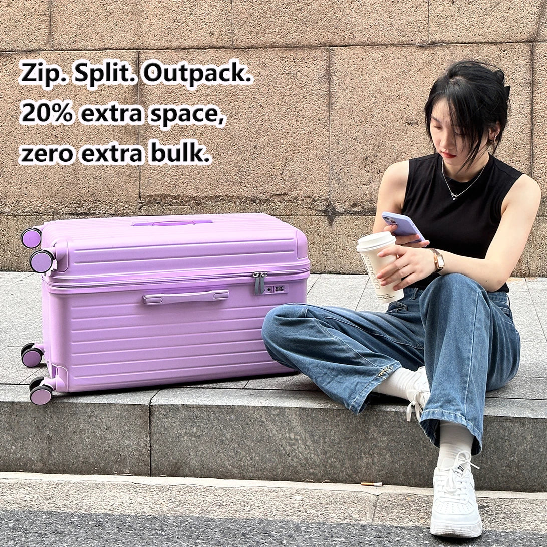 Expandable hardshell travel suitcase, Milano Voyager, offering more packing space for longer trips.