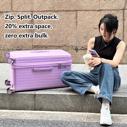 Expandable hardshell travel suitcase, Milano Voyager, offering more packing space for longer trips.