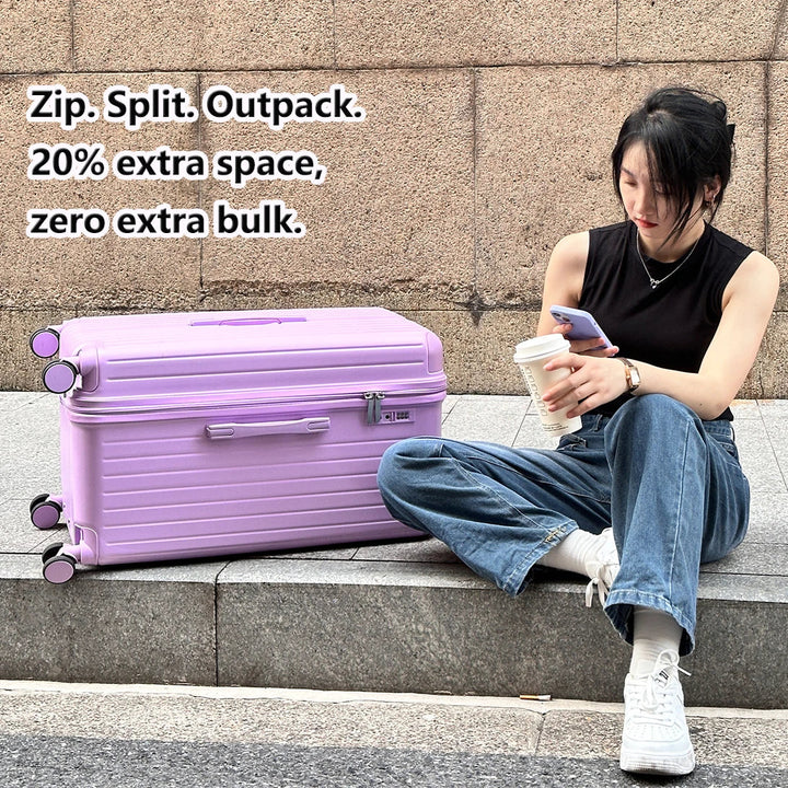 Expandable hardshell travel suitcase, Milano Voyager, offering more packing space for longer trips.