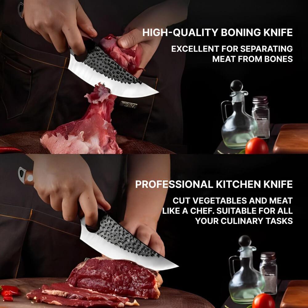 Close-up of premium Japanese kitchen knife's sharp blade, ready for professional and home cooking tasks.