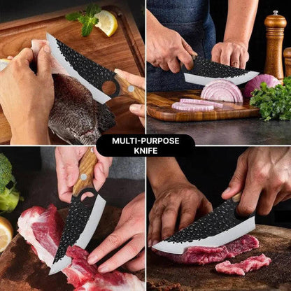 Handcrafted Japanese chef knife, showcasing its durable build and elegant design. Essential kitchen cutlery.