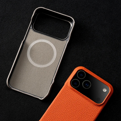 MagSafe compatible premium leather iPhone case, shock absorbent & scratch resistant for protection.