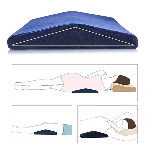 Sleeping aid lumbar pillow providing ergonomic back support, designed for pain relief & optimal spine alignment.