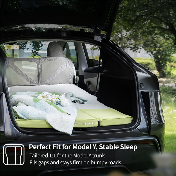 Portable antibacterial car mattress designed for Tesla Model Y trunk, ideal for comfortable rest
