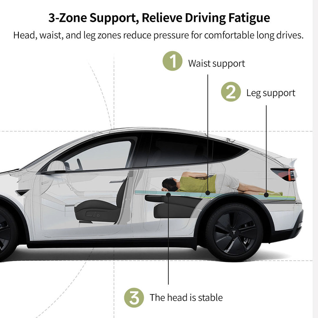 Car bed accessory for Tesla Model Y, memory foam mattress for road trip sleeping & rest
