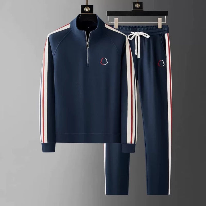 Comfortable men's premium quarter-zip activewear set, perfect for lounging or sports.