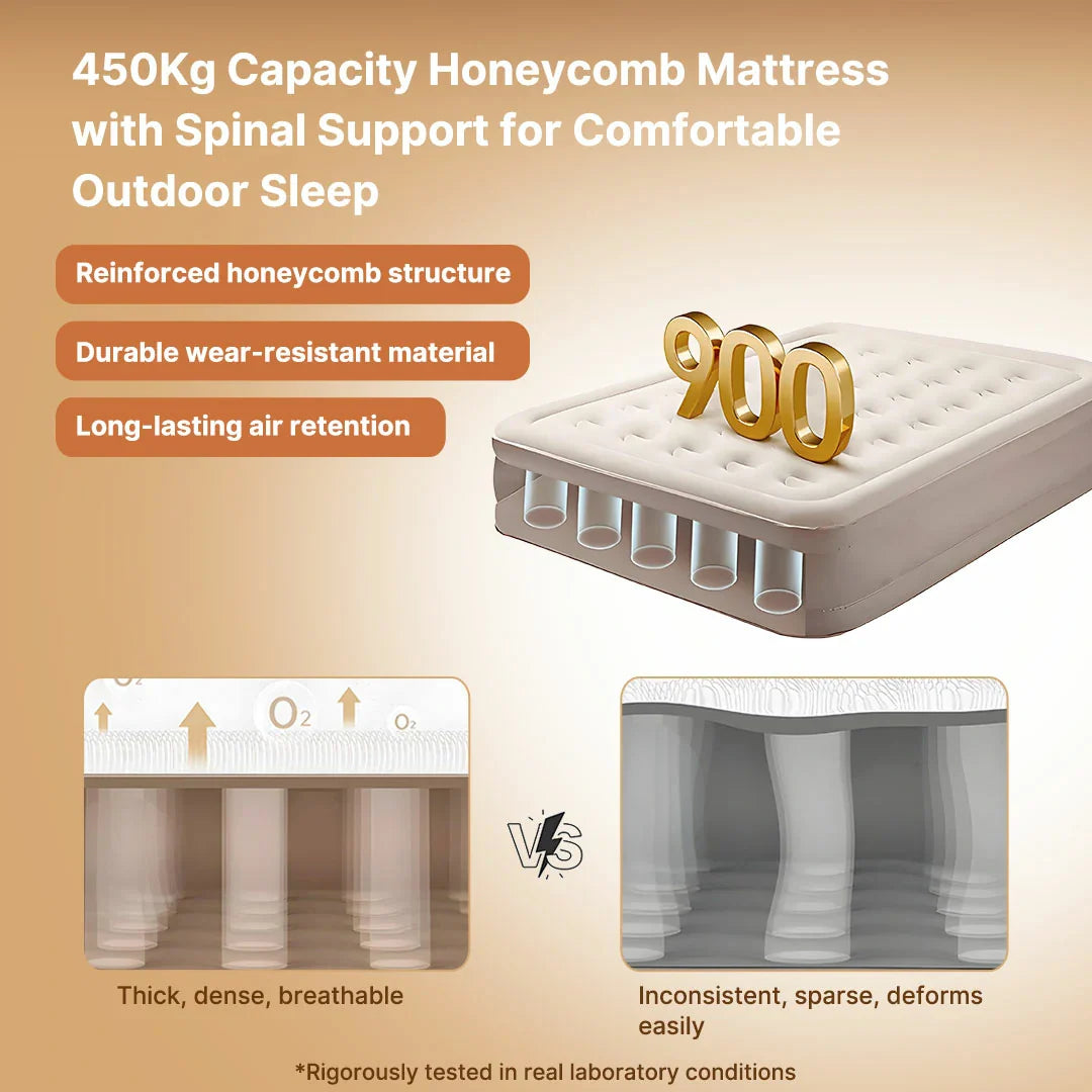 Comfortable air mattress with built-in pump, perfect sleep solution for home guests