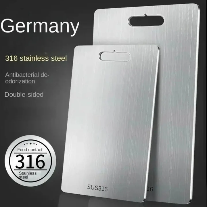Ultra-durable titanium cutting board, perfect for heavy-duty kitchen tasks and long-lasting use.