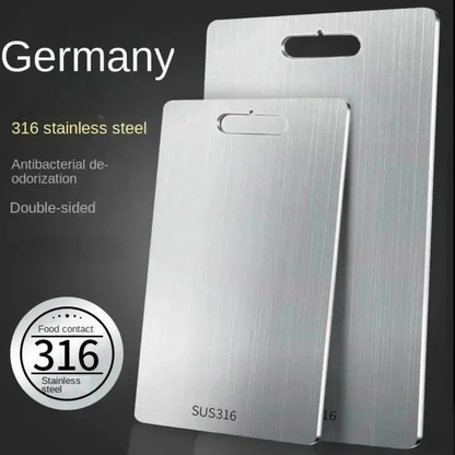 Ultra-durable titanium cutting board, perfect for heavy-duty kitchen tasks and long-lasting use.