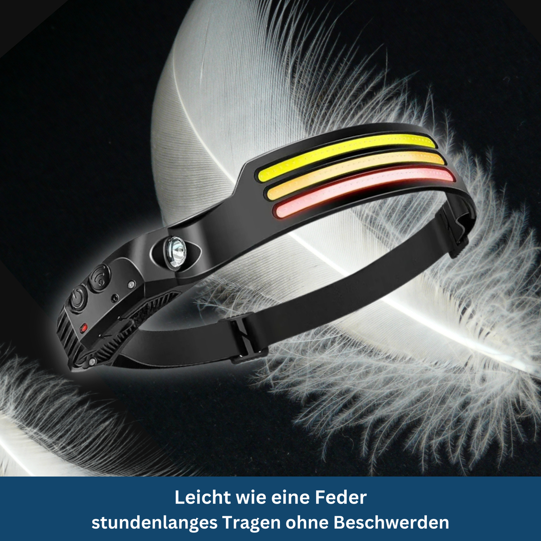 A person wearing the ProBeam adjustable headlamp during a night run, illustrating its secure fit and illumination for athletes.