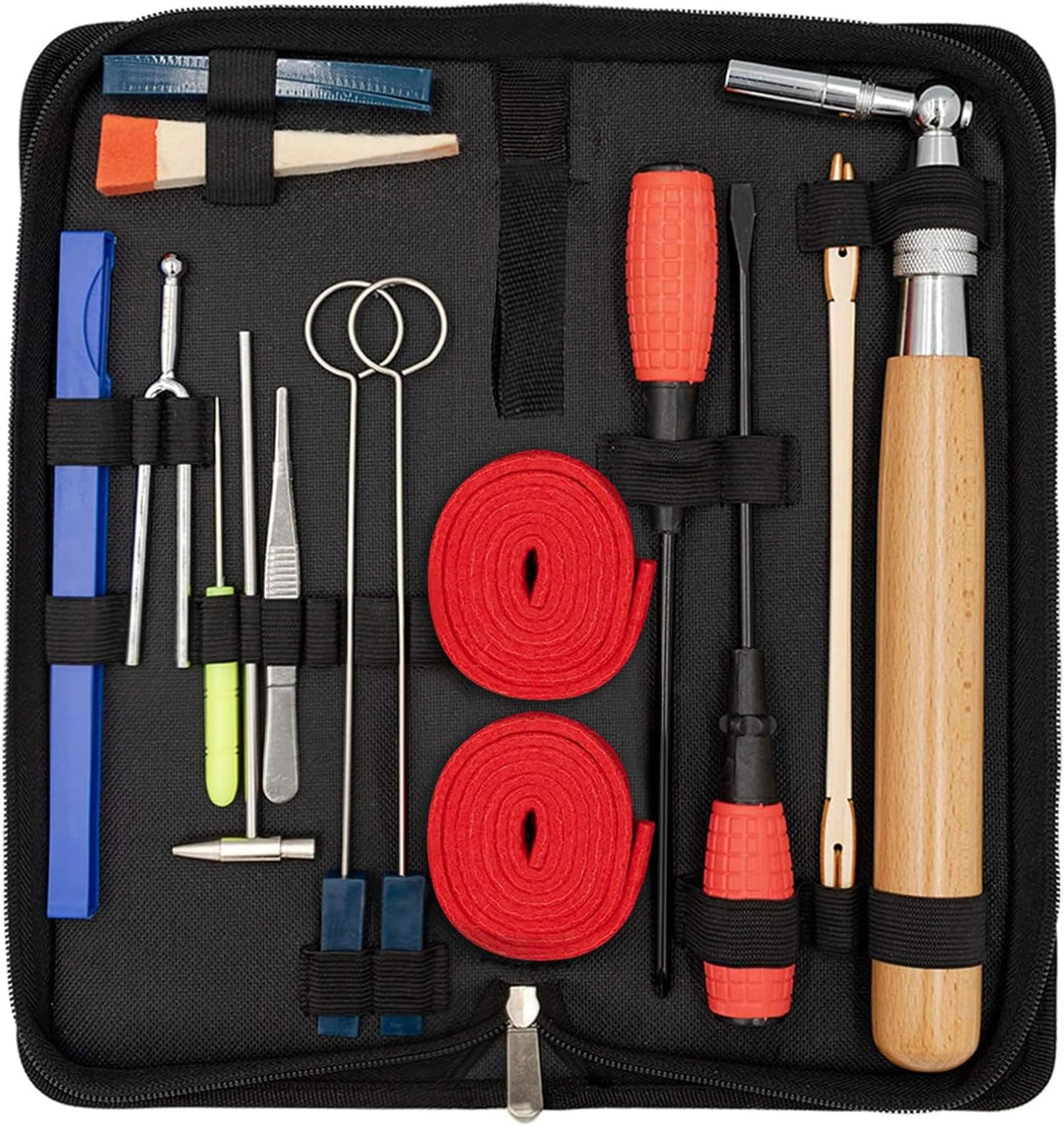 Professional 16-piece piano tuning kit by Arvena, complete with essential tools and a durable storage case.