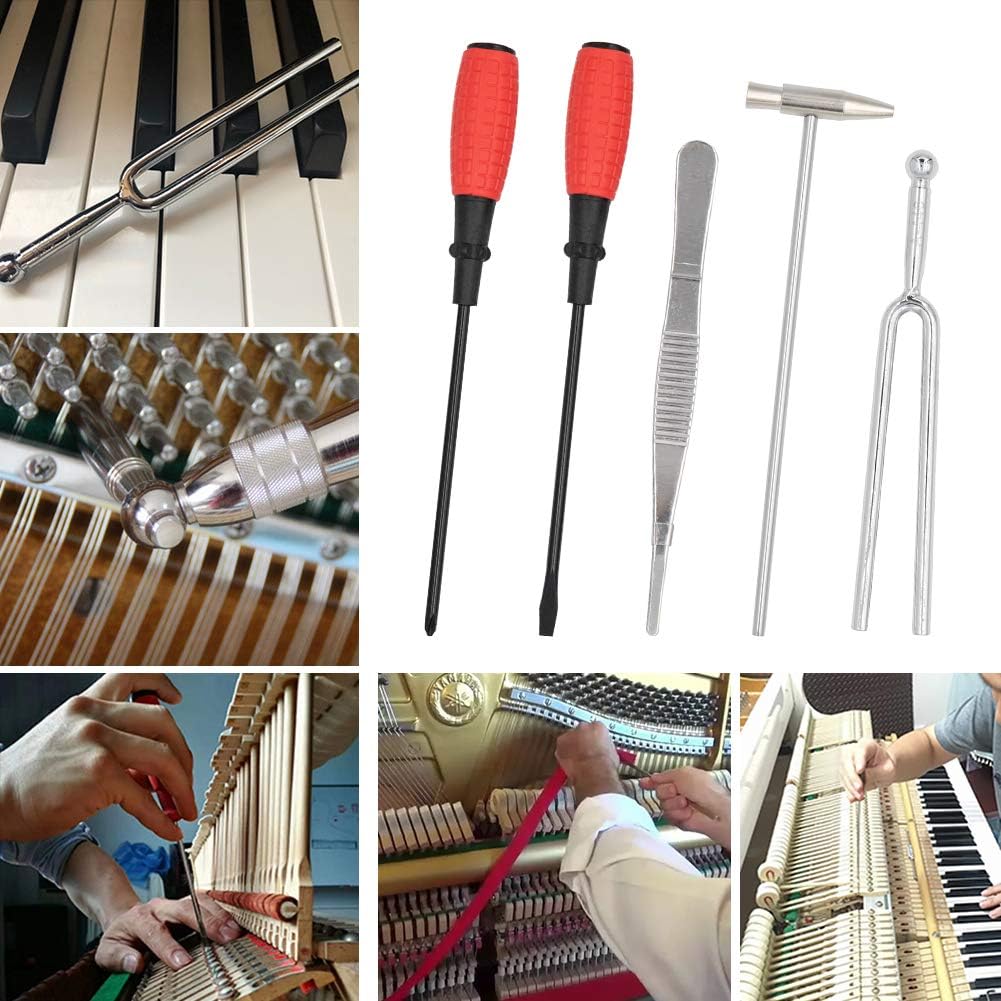 Arvena piano tuning set showcasing quality tools like the tuning hammer & mutes for optimal home piano care.