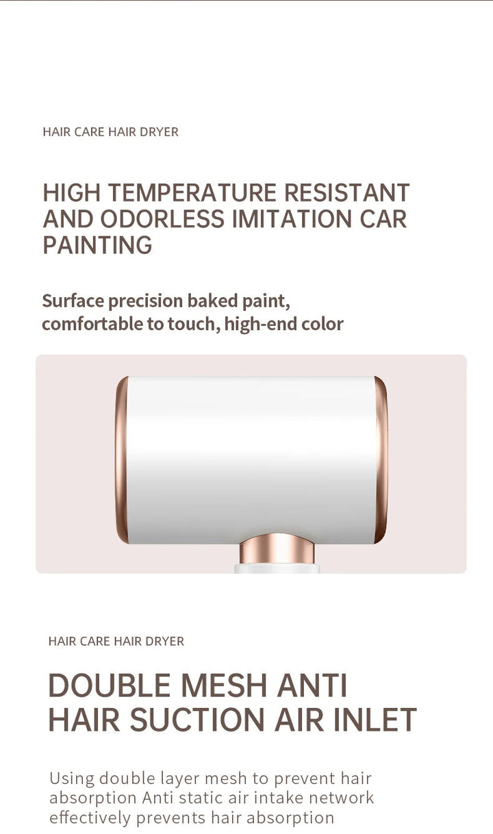 Professional 2400W hair dryer with cold shot and negative ions for healthy hair.