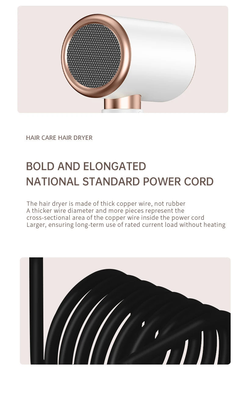 Women's professional 2400W hair dryer, negative ions for sleek salon hair.
