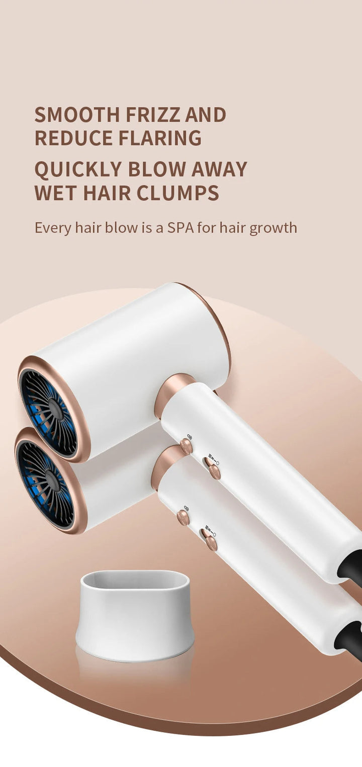 Women's 2400W hair dryer, negative ion technology for healthy, frizz-free hair.