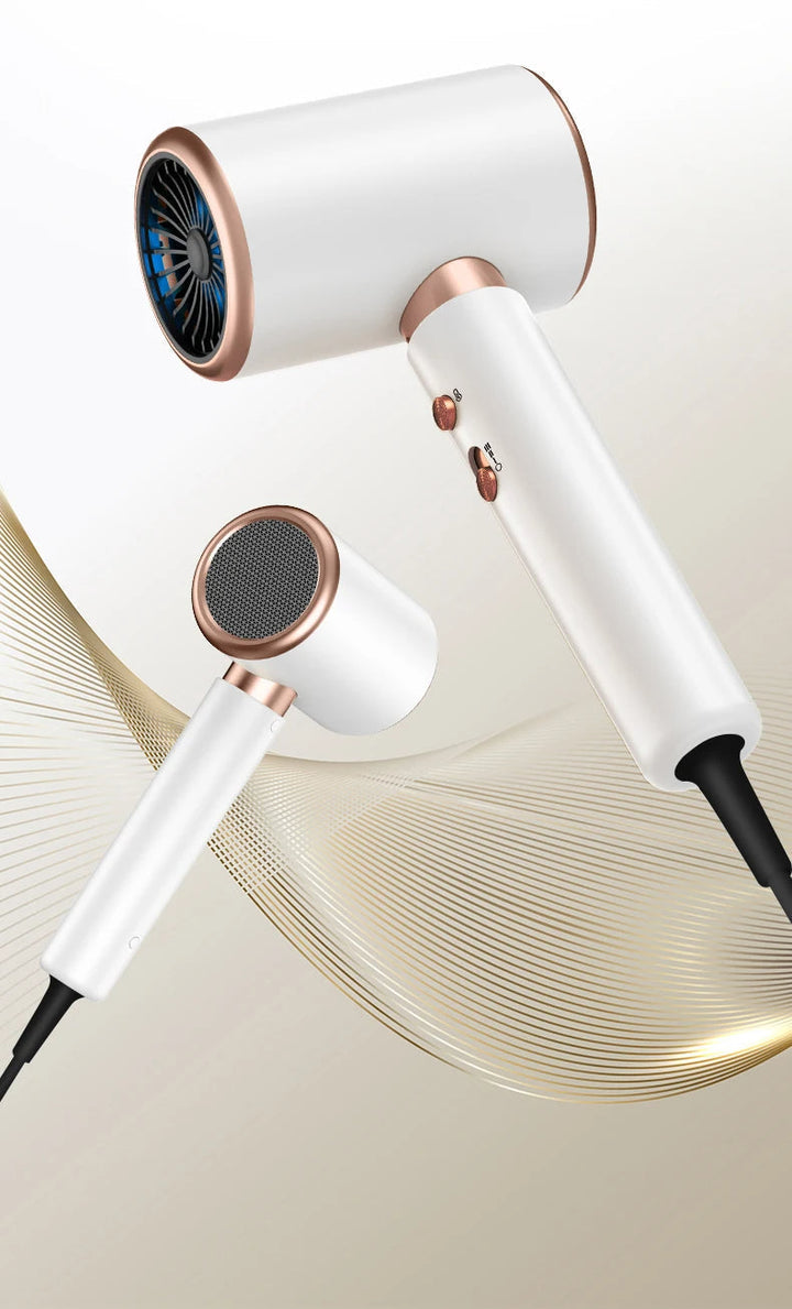 Professional 2400W hair dryer with negative ion tech for frizz control and shine.