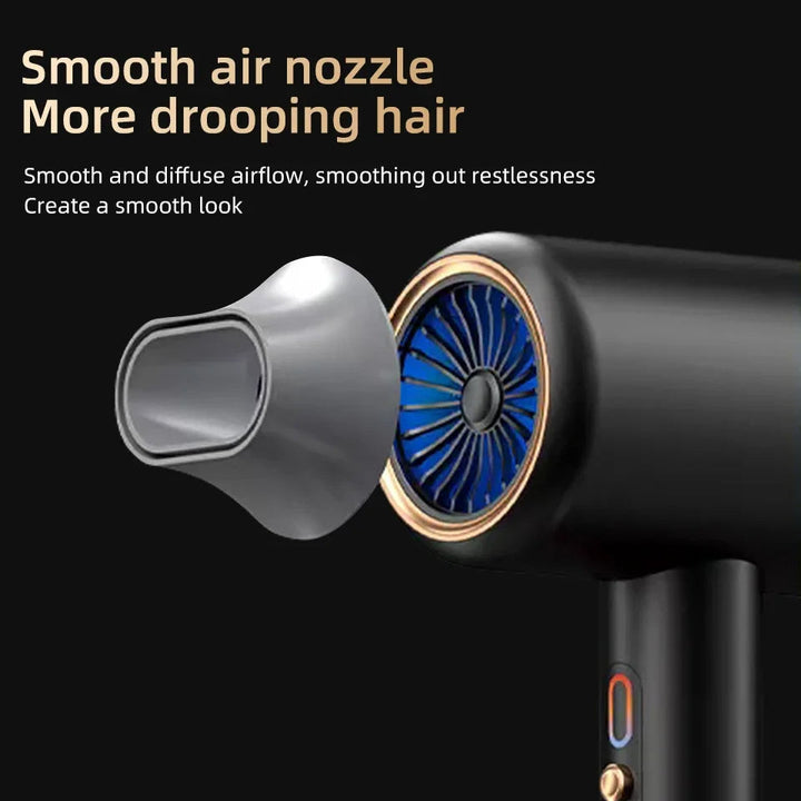Fast drying 2400W professional hair dryer with negative ions for frizz-free hair.