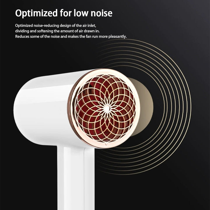 Fast drying 2400W hair dryer with negative ions for smooth, shiny, salon-quality hair.