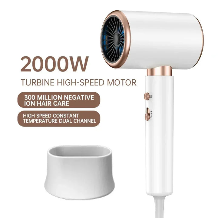 Salon quality 2400W hair dryer with negative ion tech, fast and frizz-free drying.