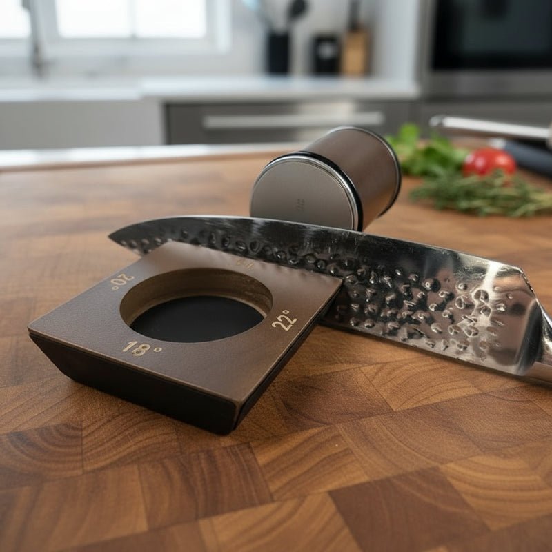 Compact adjustable diamond sharpener, essential kitchen tool for chef and outdoor knives.