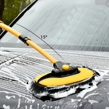 Ergonomic long handle car wash brush with soft microfiber for efficient, scratch-free vehicle cleaning & detailing.