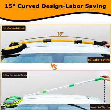 Professional grade car wash brush, long handle, microfiber for scratch-free auto, truck & vehicle cleaning.