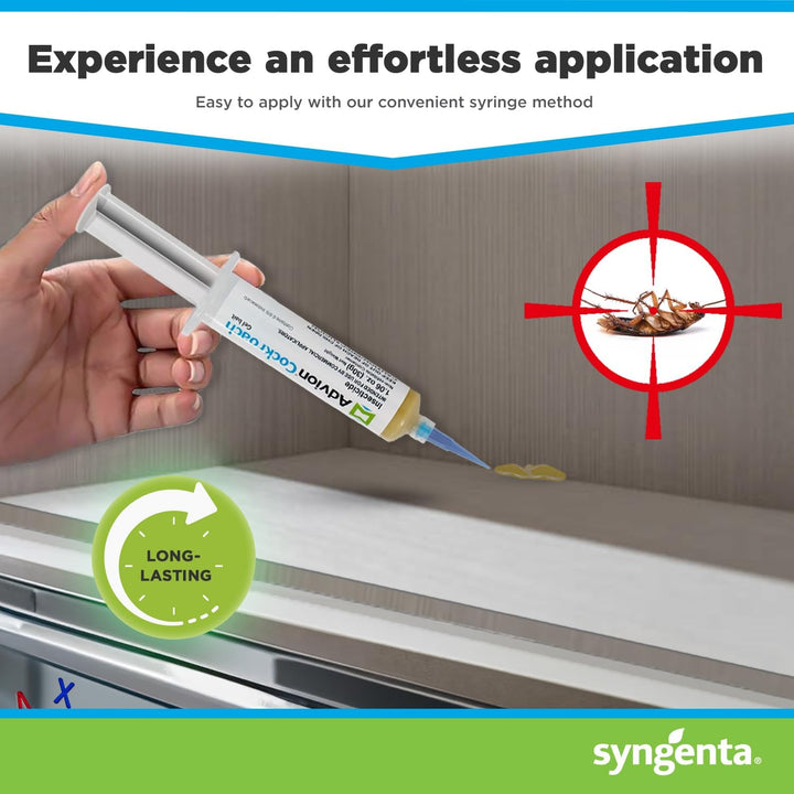 Professional strength roach killer gel bait syringe for effective insect control. Indoor pest treatment.